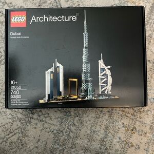 LEGO Architecture Dubai Skyline Set with Blue and Gold Accents